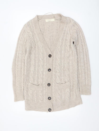 Womens UK Size 8 Zara Beige Cardigan Jumper