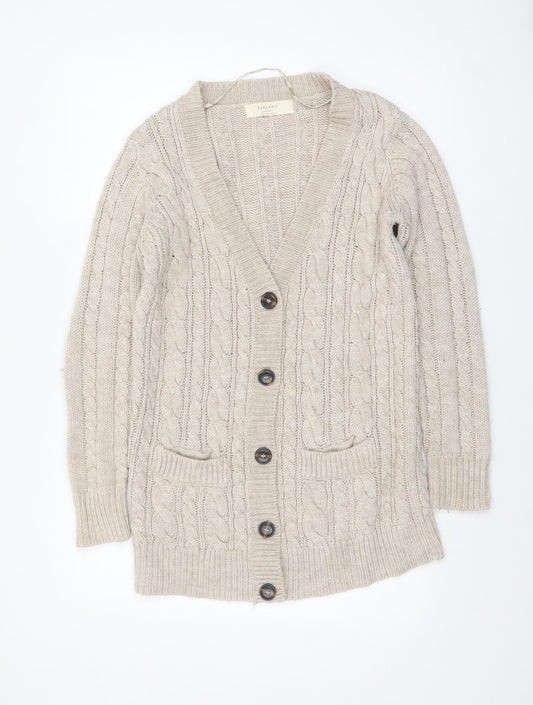 Womens UK Size 8 Zara Beige Cardigan Jumper