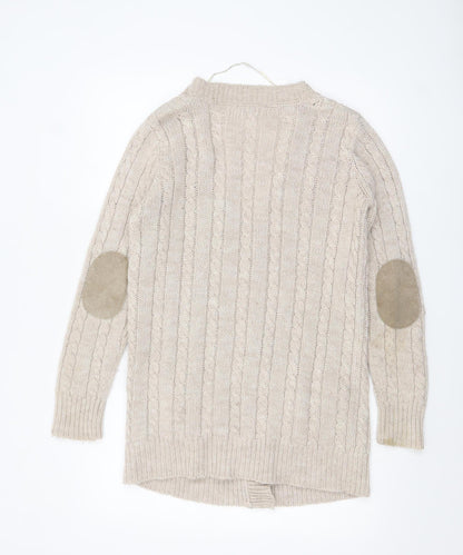 Womens UK Size 8 Zara Beige Cardigan Jumper