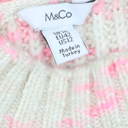 Womens UK Size 16 M&Co Multicoloured Pullover Jumper