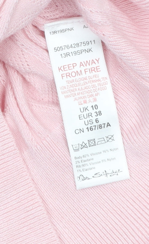 Womens UK Size 10 Miss Selfridge Pink Pullover Jumper