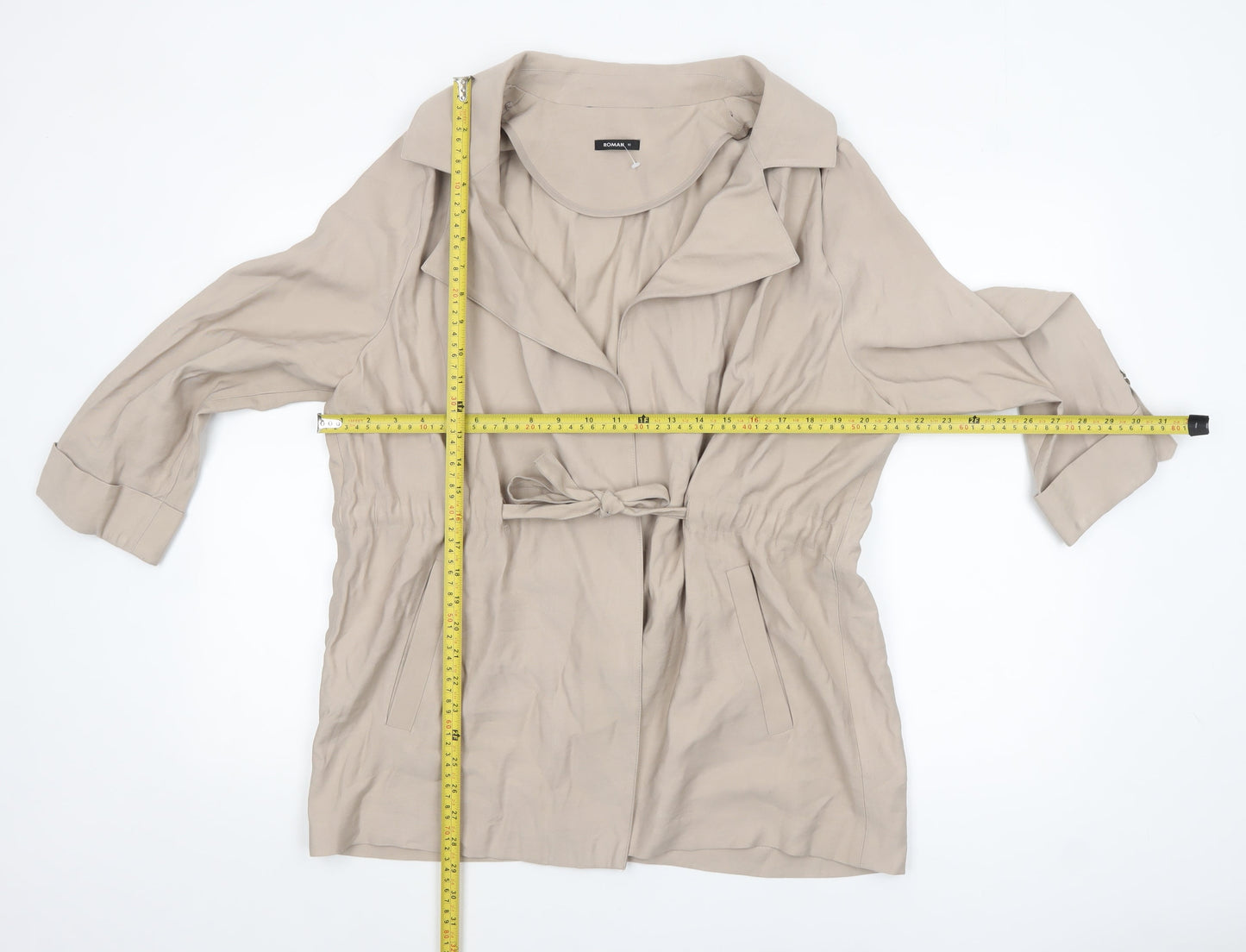 Roman Women’s Beige Mid-Length Belted Trench Coat Size 16