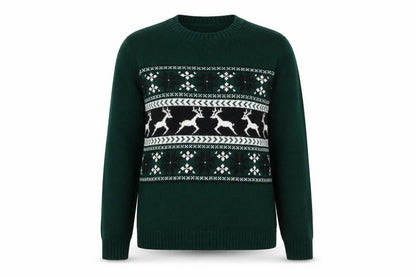 Boohoo Womens Green Christmas Reindeer Crew Neck Jumper Size S