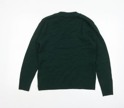 Boohoo Womens Green Christmas Reindeer Crew Neck Jumper Size S