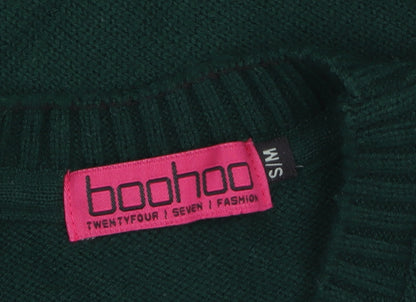 Boohoo Womens Green Christmas Reindeer Crew Neck Jumper Size S
