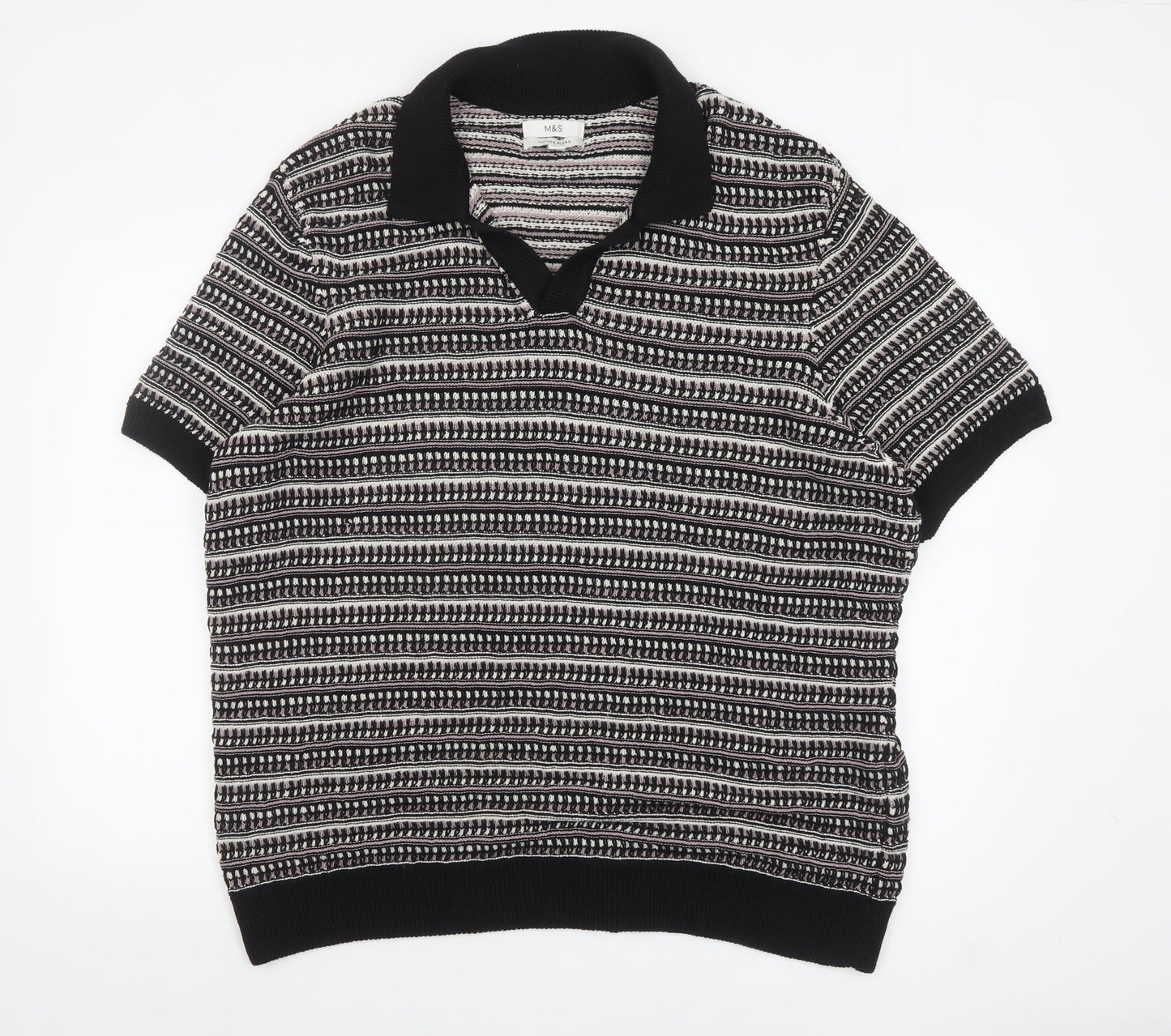 Mens UK Size 2XL Marks and Spencer Black Polo Jumper