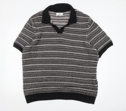 Mens UK Size 2XL Marks and Spencer Black Polo Jumper