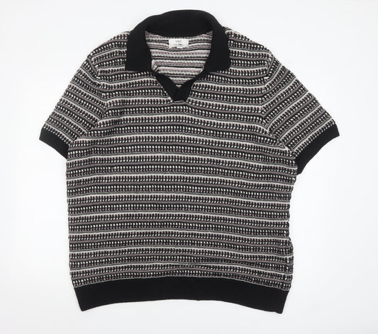 Mens UK Size 2XL Marks and Spencer Black Polo Jumper