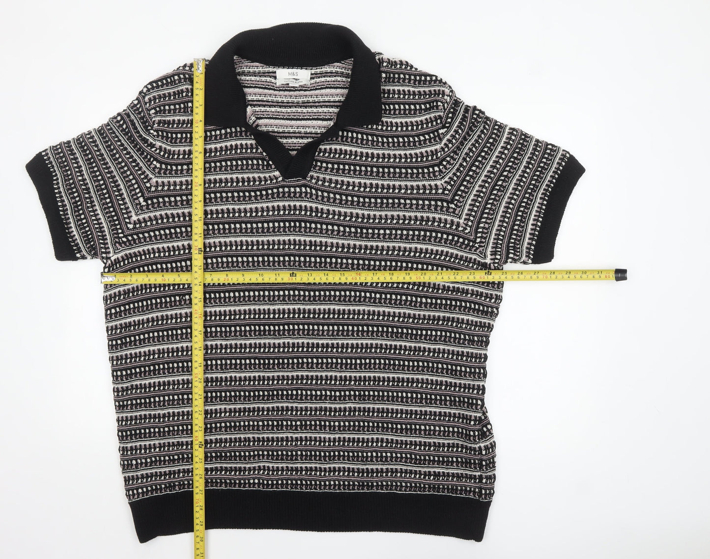 Mens UK Size 2XL Marks and Spencer Black Polo Jumper