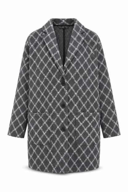Next Women’s Grey Check Long Coatigan Size S Acrylic Blend