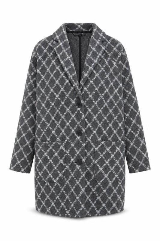 Next Women’s Grey Check Long Coatigan Size S Acrylic Blend