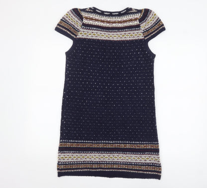 Easy Wear Women's Blue Fair Isle Jumper Dress Size 14