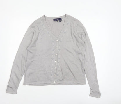 Womens UK Size L Hillard & Hanson Grey Cardigan Jumper