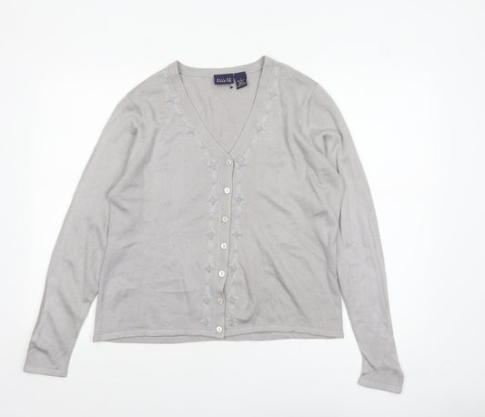 Womens UK Size L Hillard & Hanson Grey Cardigan Jumper