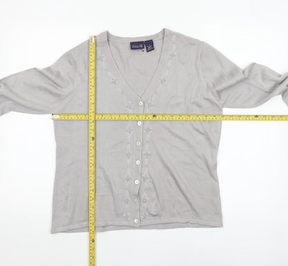 Womens UK Size L Hillard & Hanson Grey Cardigan Jumper
