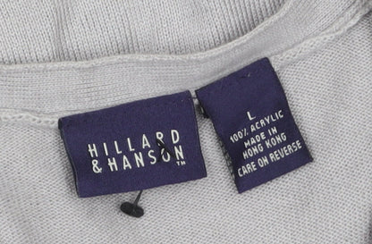 Womens UK Size L Hillard & Hanson Grey Cardigan Jumper