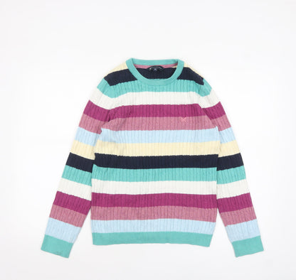 Crew Clothing Company Women's Multicoloured Stripe Cotton Cashmere Jumper Size 12
