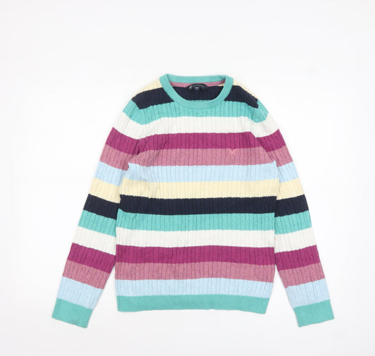 Crew Clothing Company Women's Multicoloured Stripe Cotton Cashmere Jumper Size 12