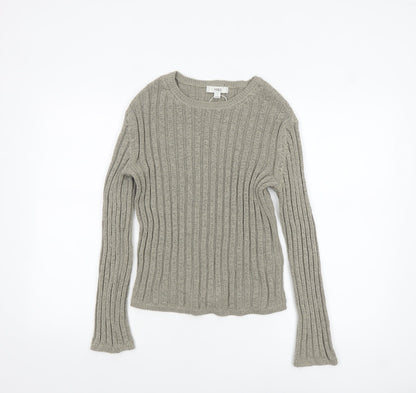 Marks and Spencer Women’s Grey Ribbed Knit Pullover Jumper Size S