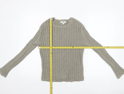 Marks and Spencer Women’s Grey Ribbed Knit Pullover Jumper Size S