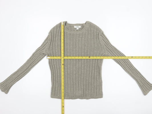Marks and Spencer Women’s Grey Ribbed Knit Pullover Jumper Size S