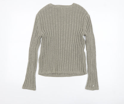 Marks and Spencer Women’s Grey Ribbed Knit Pullover Jumper Size S