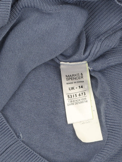 Womens UK Size 14 Marks and Spencer Blue Pullover Jumper