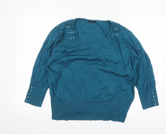 Womens UK Size 18 Roman Blue Pullover Jumper