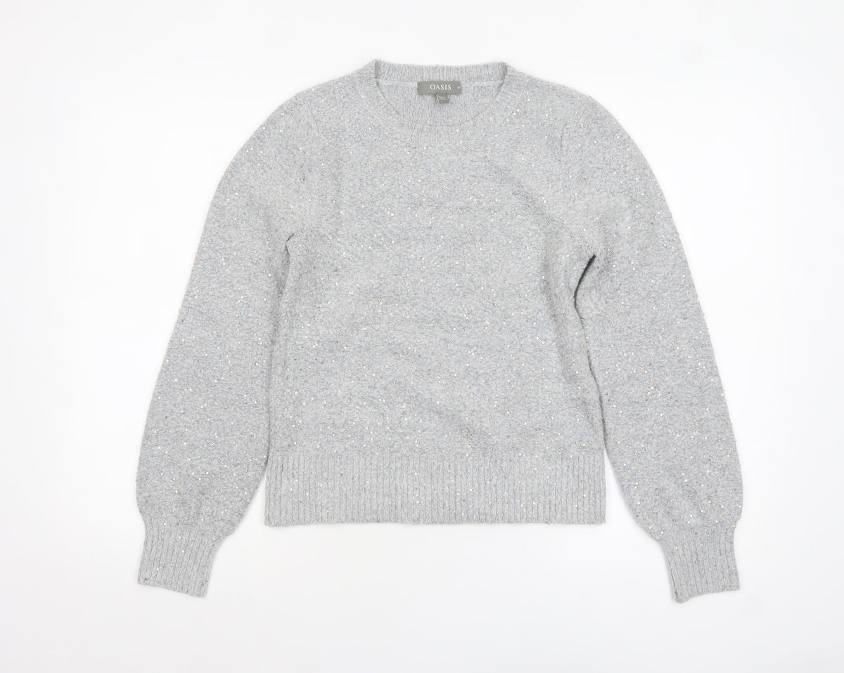 Womens UK Size XS Oasis Grey Pullover Jumper