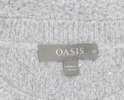 Womens UK Size XS Oasis Grey Pullover Jumper