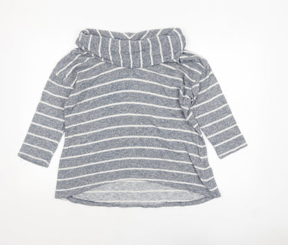 Style & Co Womens Blue Striped Cowl Neck Knit Jumper Size L