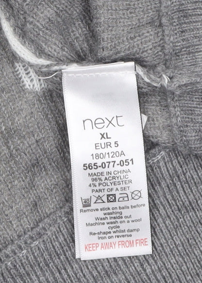 Next Men's XL Christmas Elf Graphic Pullover Jumper in Green and Grey