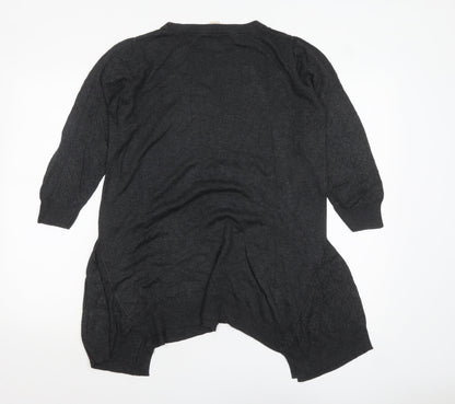 Celuu Womens Black Tunic Jumper Large 3/4 Sleeve Crew Neck Knit