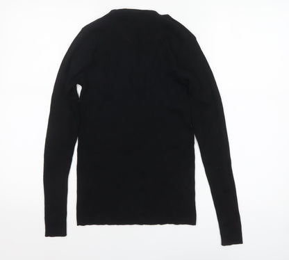 Society 8 Womens Black V-Neck Lace Up Knit Jumper Size 12