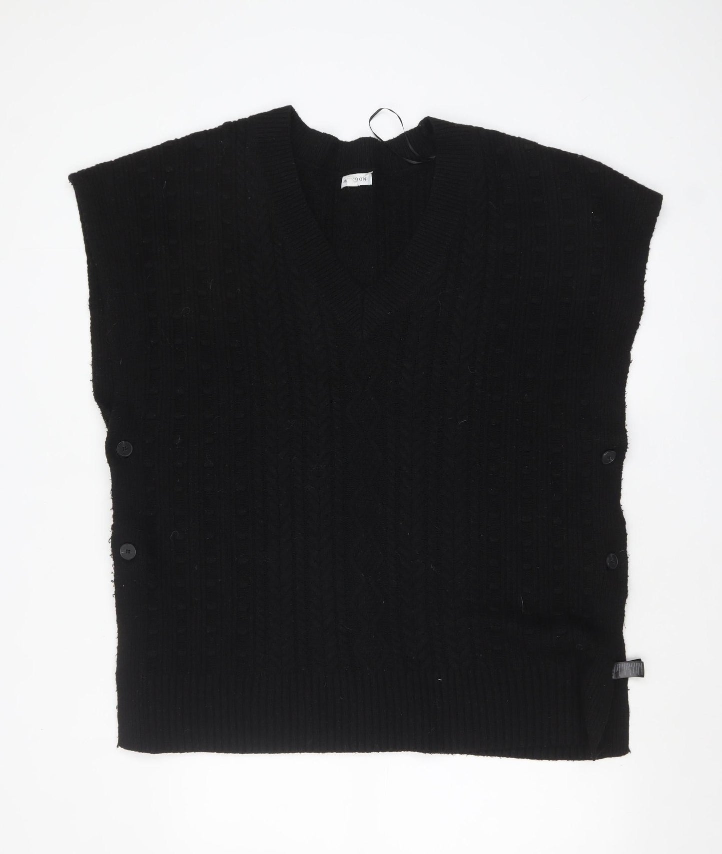Monsoon Women’s Black Cable-Knit Sleeveless V-Neck Vest Jumper L