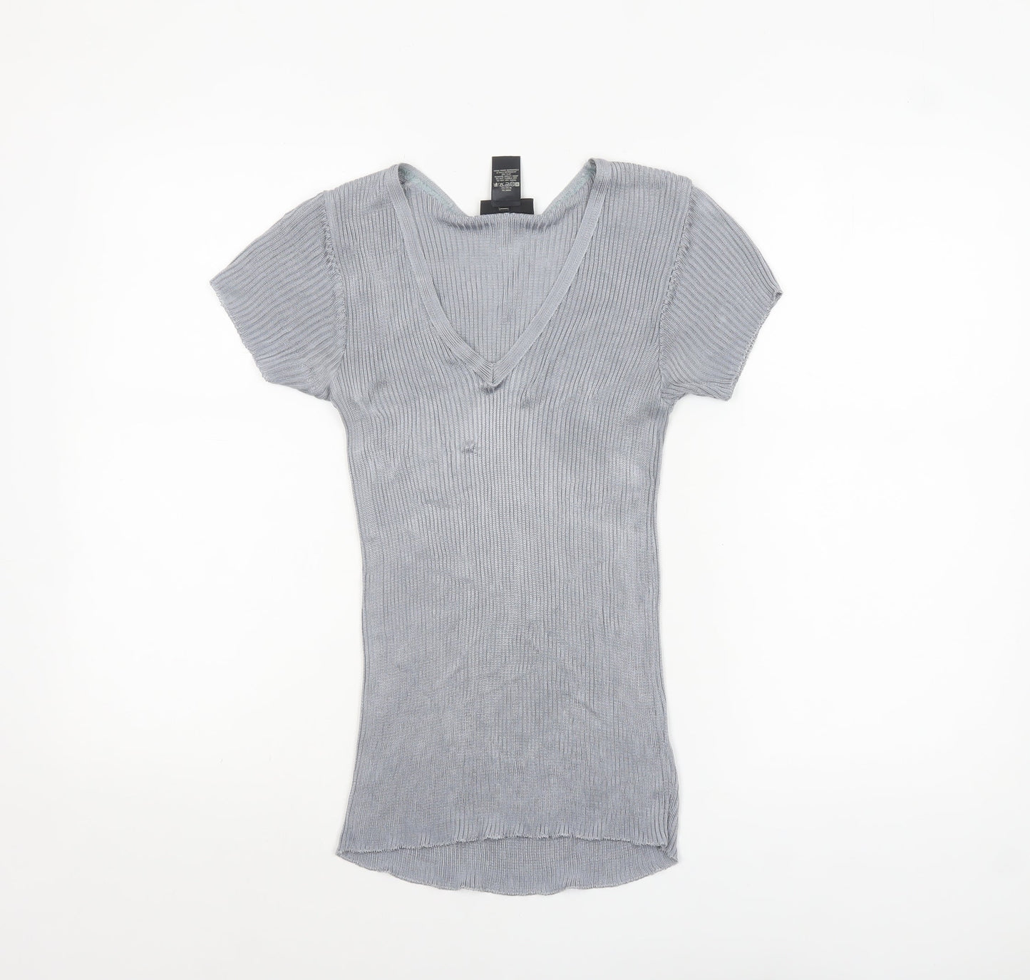 Womens UK Size 10 Warehouse Grey Basic T-Shirt
