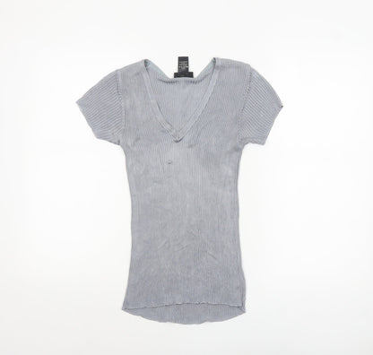 Womens UK Size 10 Warehouse Grey Basic T-Shirt