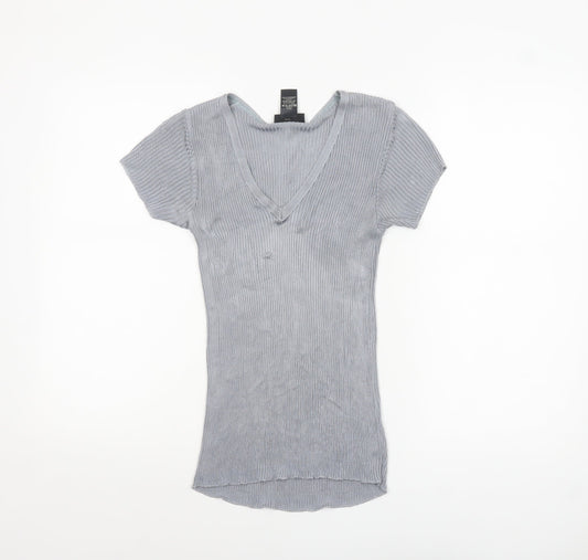 Womens UK Size 10 Warehouse Grey Basic T-Shirt