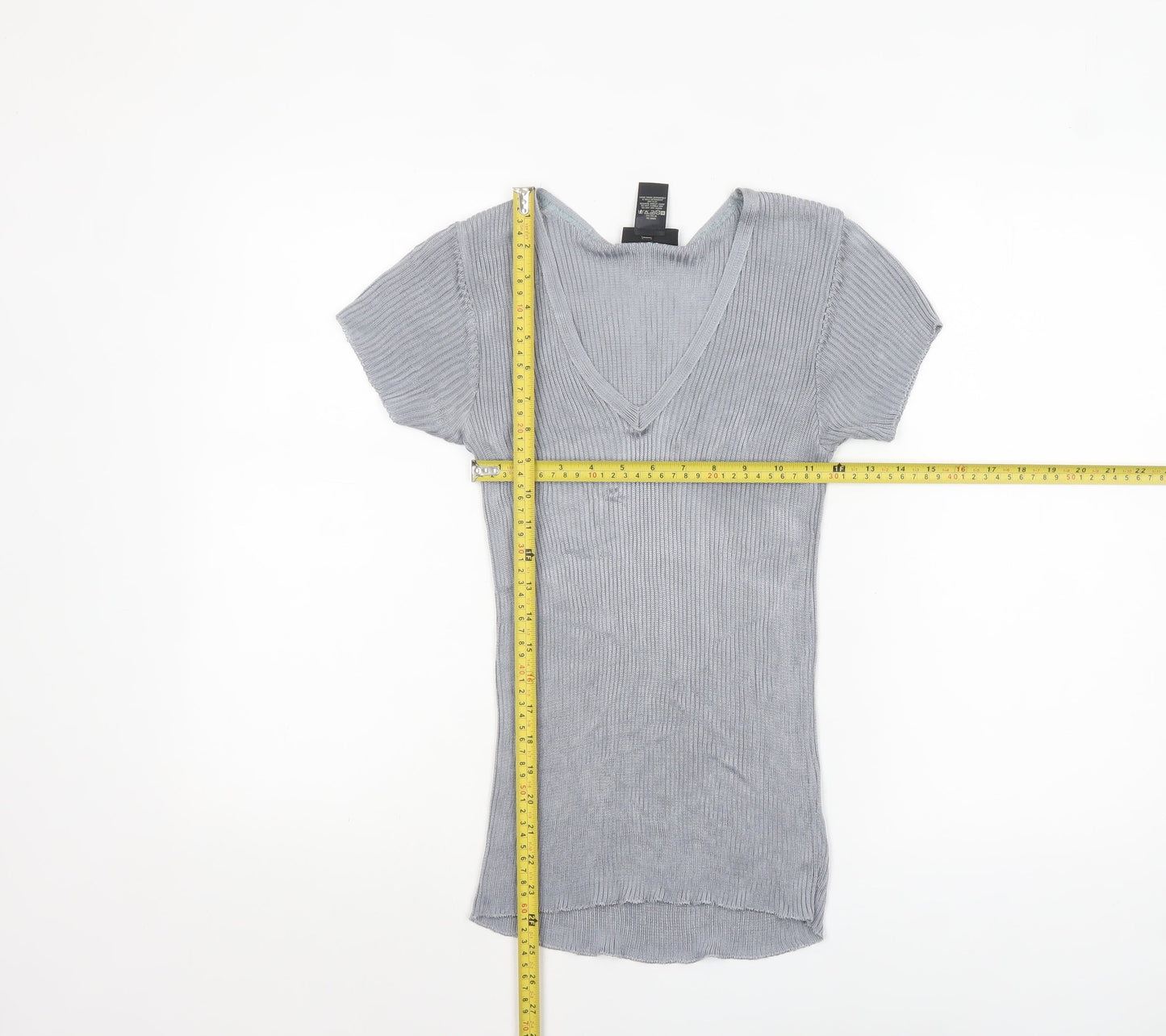 Womens UK Size 10 Warehouse Grey Basic T-Shirt