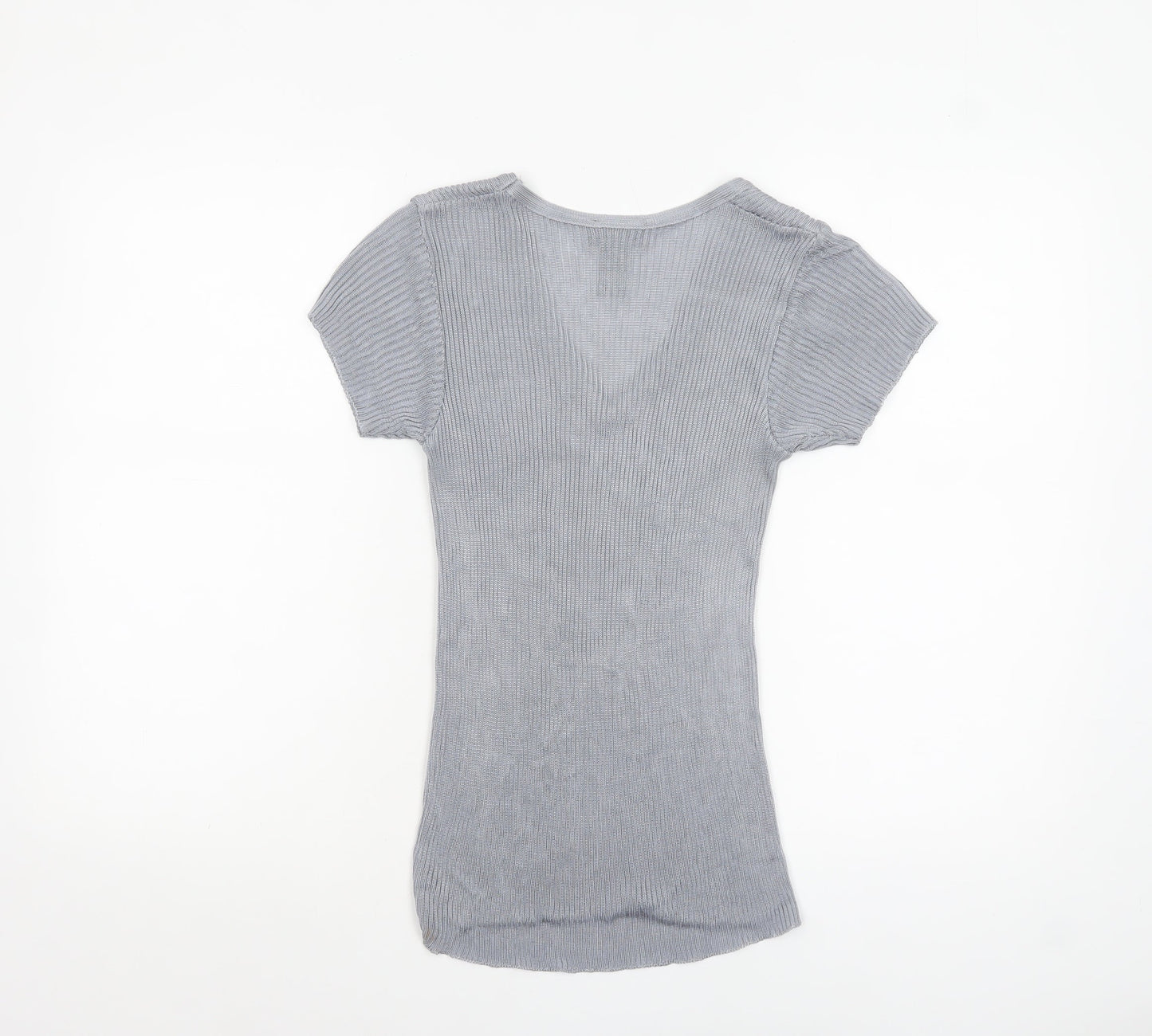 Womens UK Size 10 Warehouse Grey Basic T-Shirt