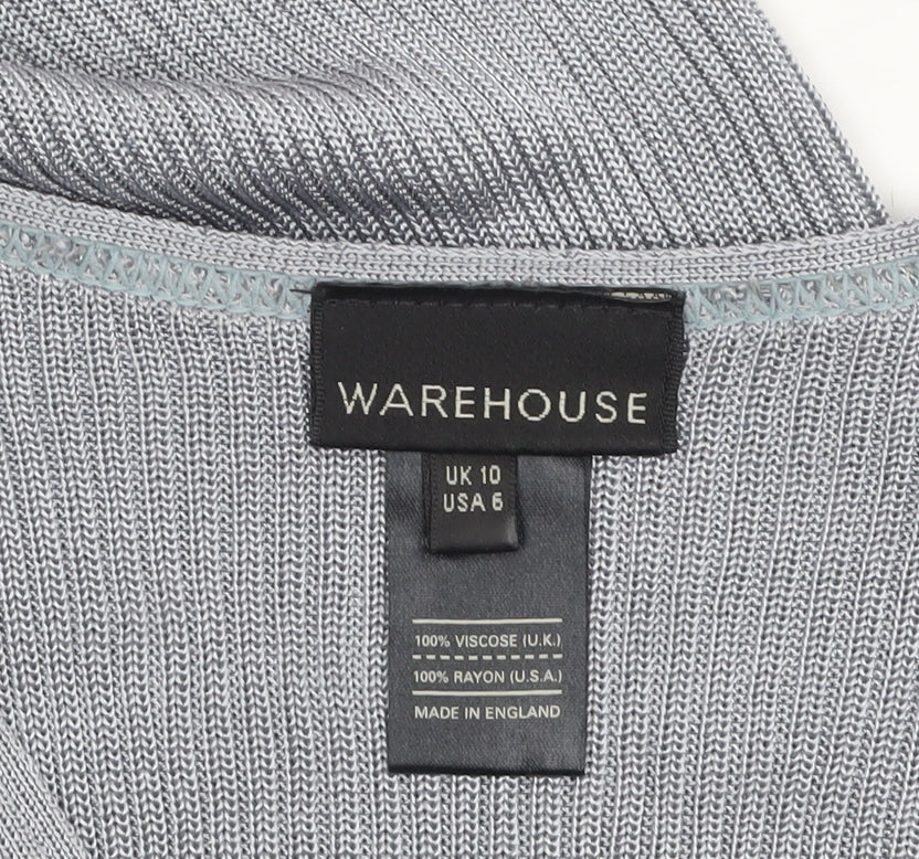 Womens UK Size 10 Warehouse Grey Basic T-Shirt