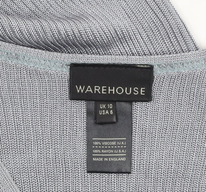 Womens UK Size 10 Warehouse Grey Basic T-Shirt