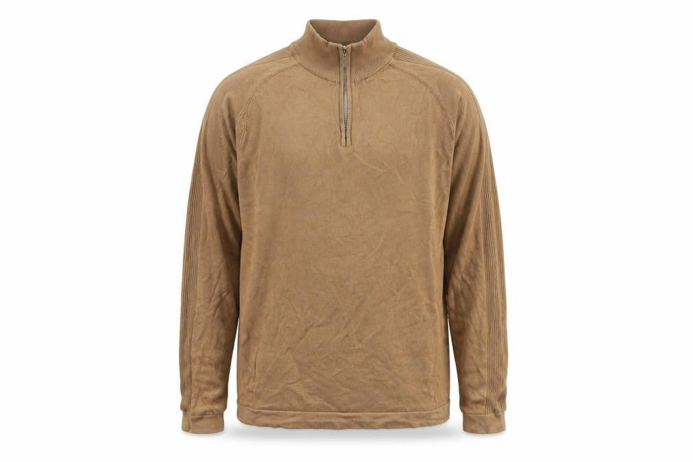 Mens UK Size XL River Island Beige 1/4 Zip Jumper