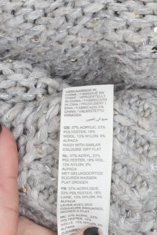 Fat Face Women’s Grey Chunky Knit Pullover Jumper Size 14