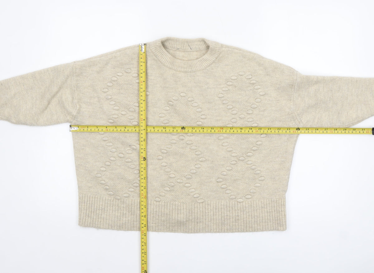 Womens UK Size L New Look Beige Pullover Jumper