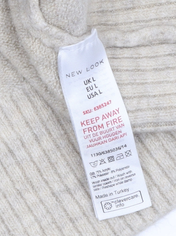 Womens UK Size L New Look Beige Pullover Jumper