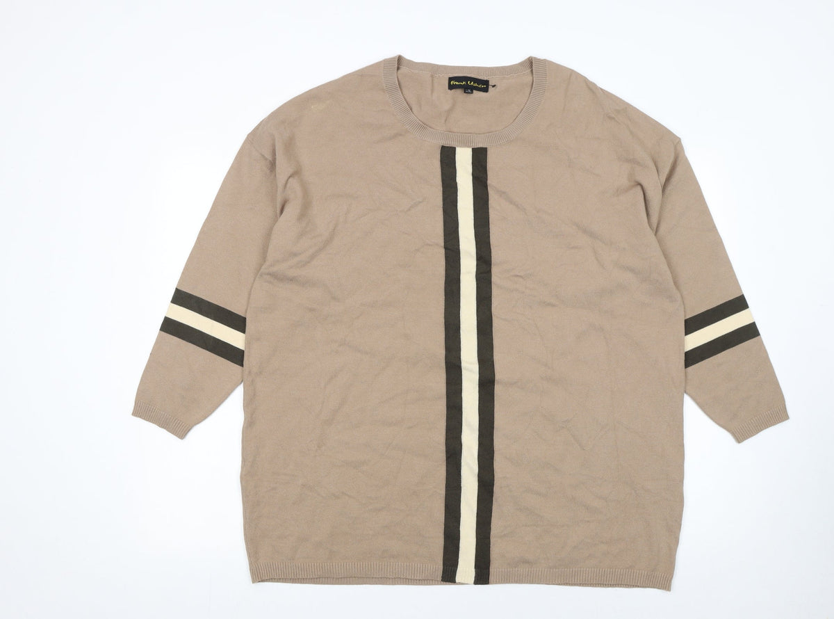 Womens UK Size L/XL Frank Usher Beige Pullover Jumper