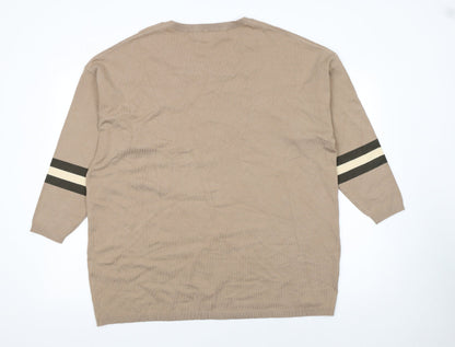 Womens UK Size L/XL Frank Usher Beige Pullover Jumper