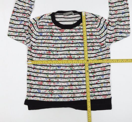 Oasis Women’s Multicoloured Floral Striped Crew Neck Jumper Size M