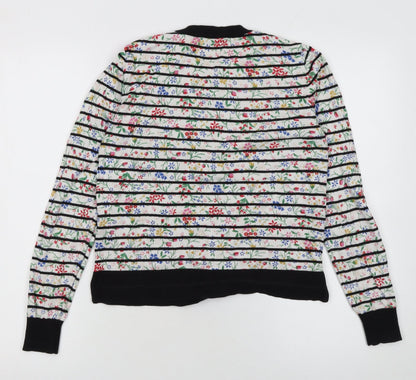 Oasis Women’s Multicoloured Floral Striped Crew Neck Jumper Size M